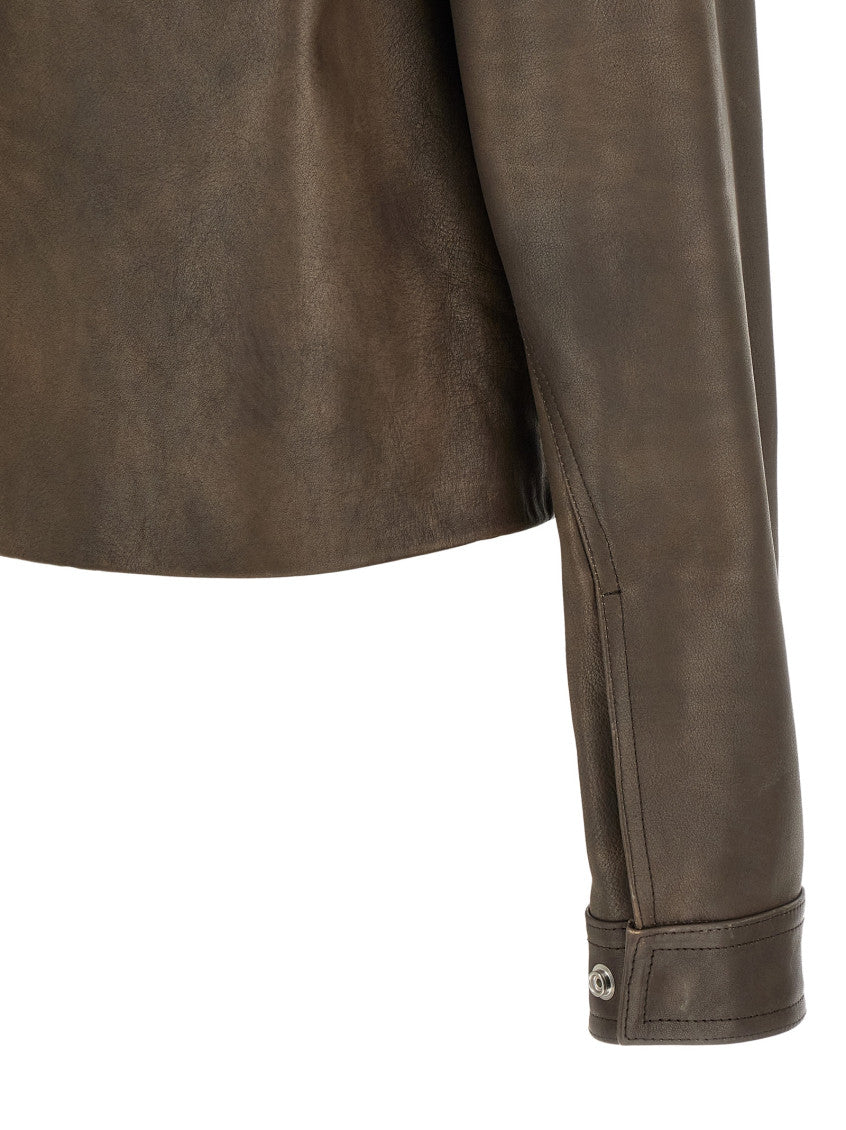 Brown Solid Mock Collar Jacket 4