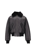 Grey Leather Bomber Jacket 1