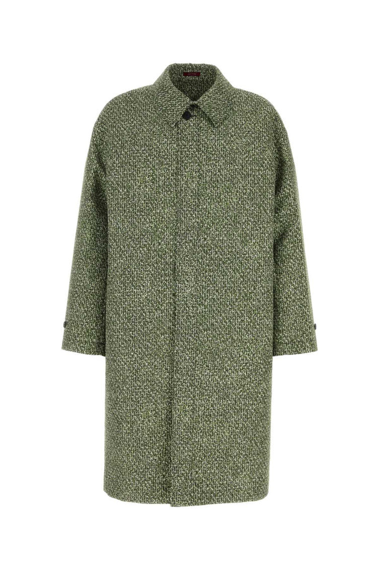 Green Textured Long Coat 1