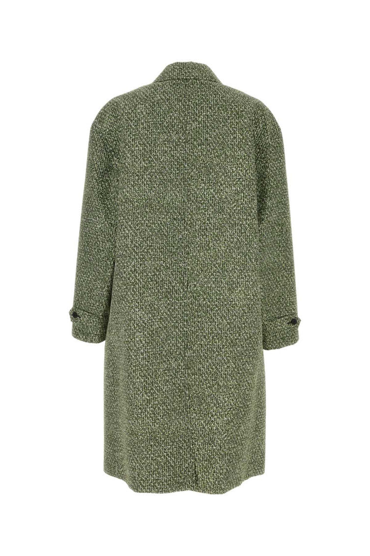 Green Textured Long Coat 2