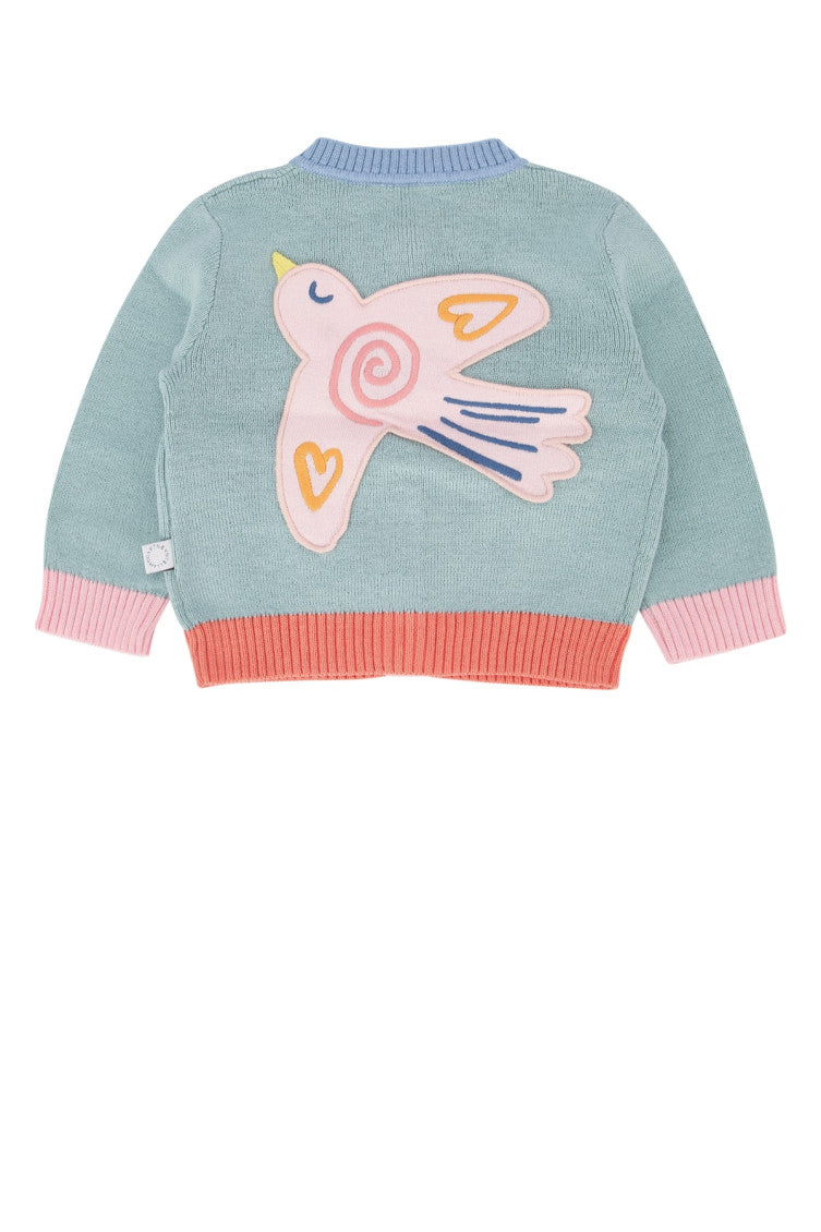 Girls Blue Bird-Applique Cardigan 2