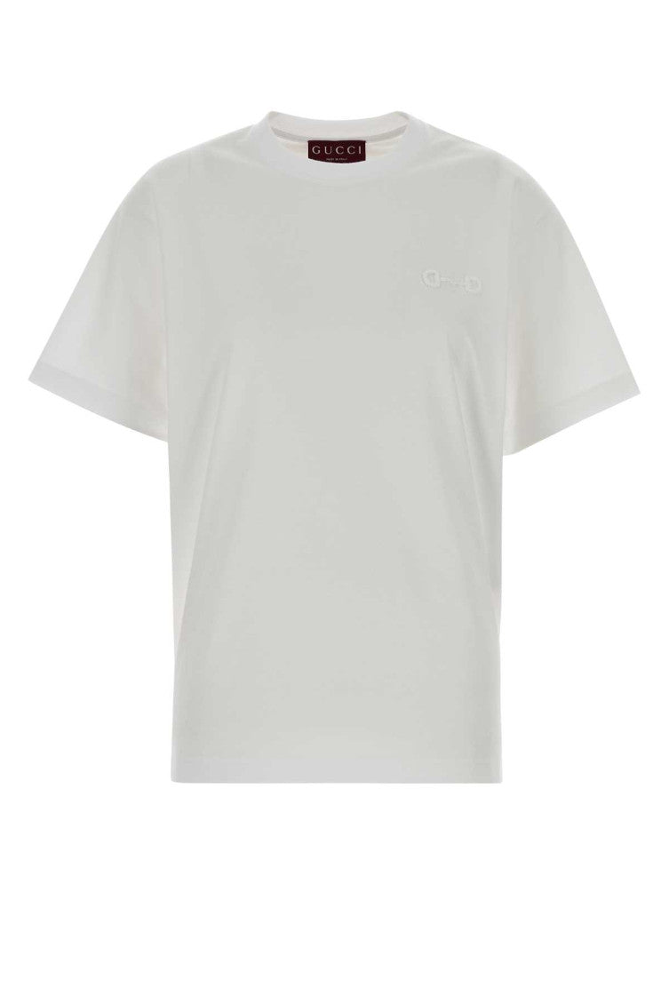 White Crewneck Embroidery Logo T-Shirt 1