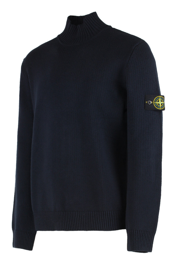 Blue Logo Patch Turtleneck Sweater 3