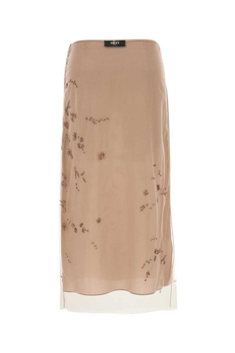 Pink Embroidered Tulle Skirt 2