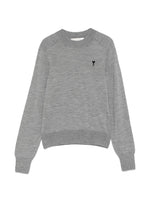 Grey Round Neck Logo Embroidery Sweater 1