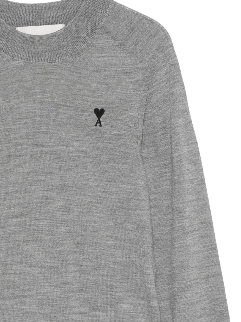 Grey Round Neck Logo Embroidery Sweater 3
