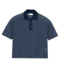 Blue Shirt Collar Striped Polo 1