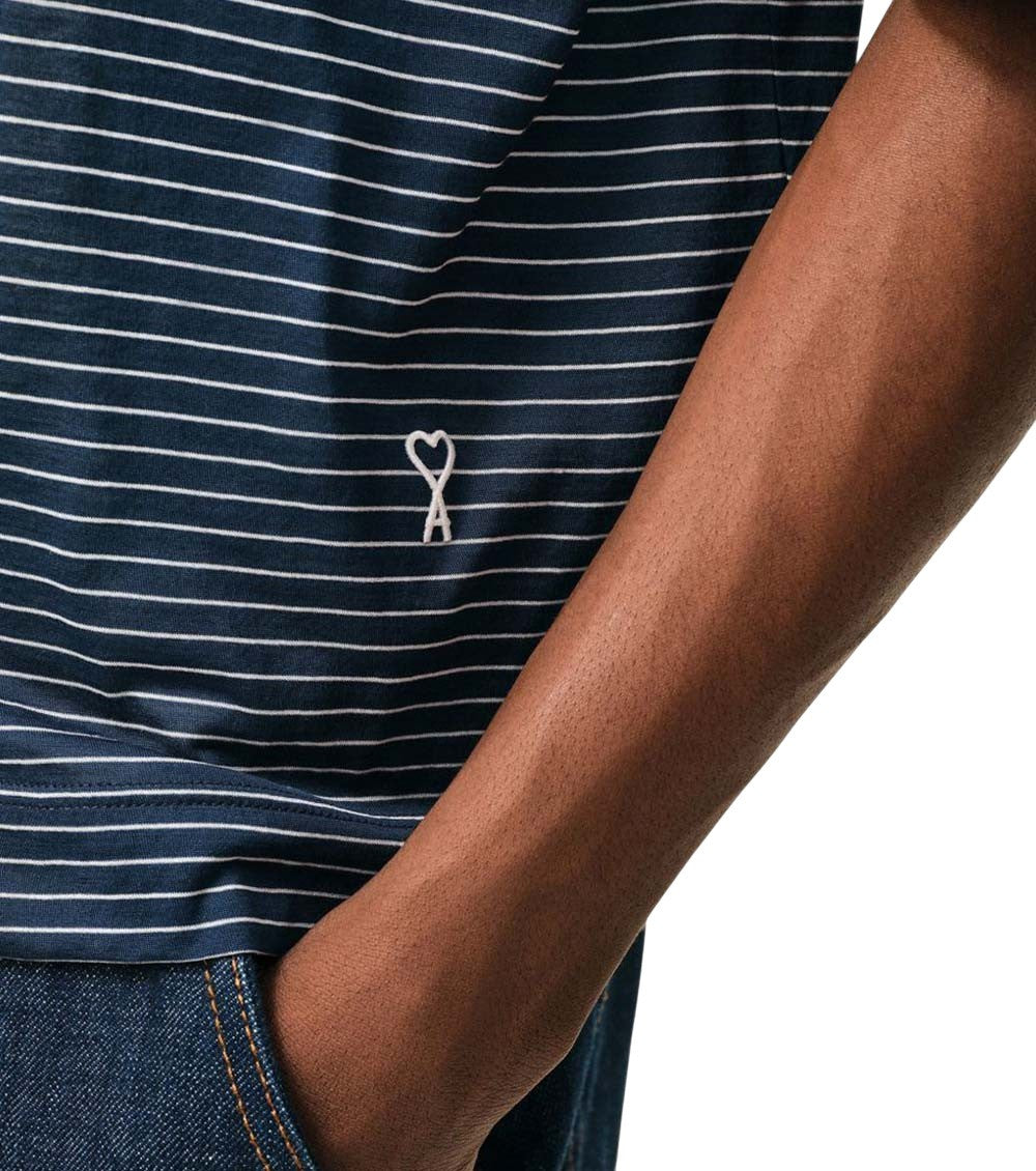 Blue Shirt Collar Striped Polo 5