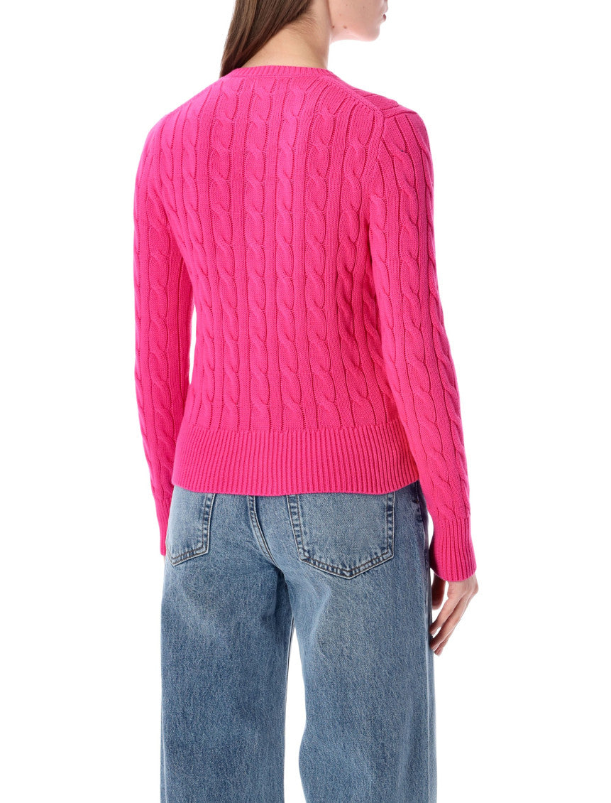 Pink Crew Neck Embroidery Logo Sweater 2