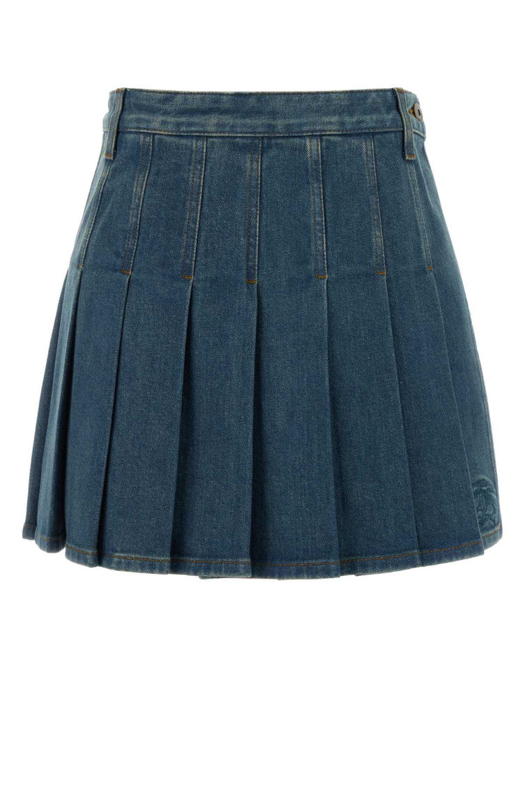 Blue Denim Pleated Skirt 1