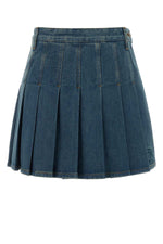 Blue Denim Pleated Skirt 1