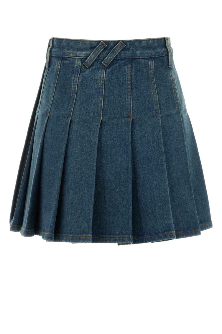 Blue Denim Pleated Skirt 2