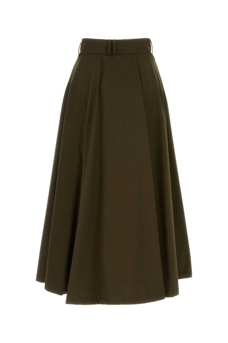 Olive Green Trench Maxi Skirt 2
