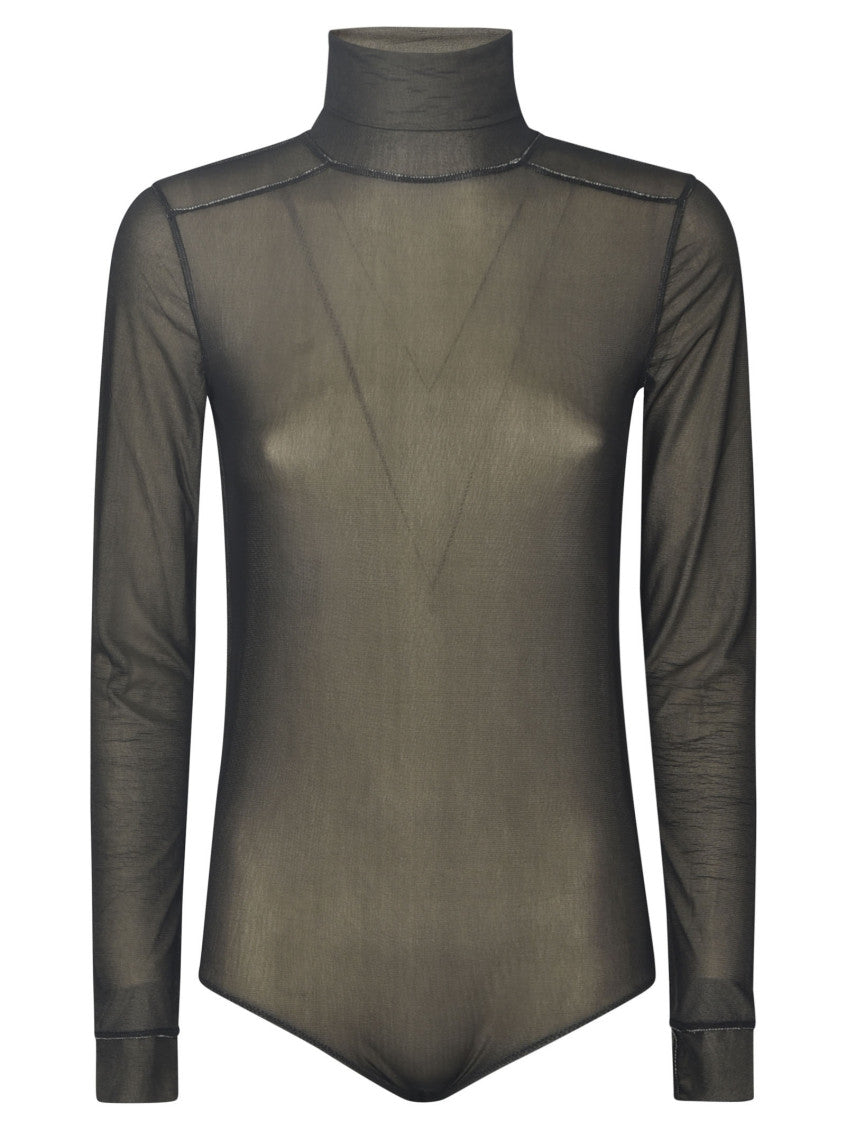 Black Jersey Texture Sheer Top 1