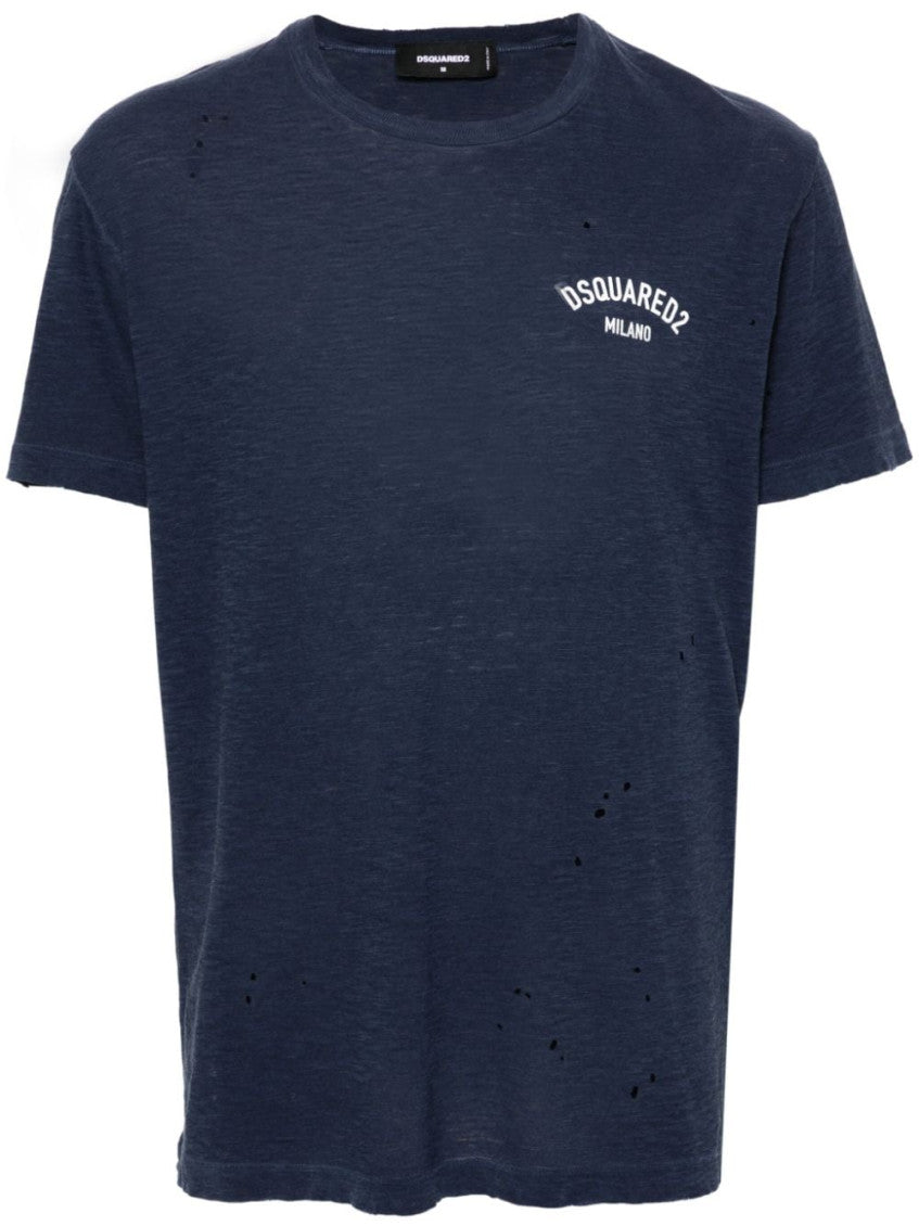 Navy Blue Logo Print T-Shirt 1