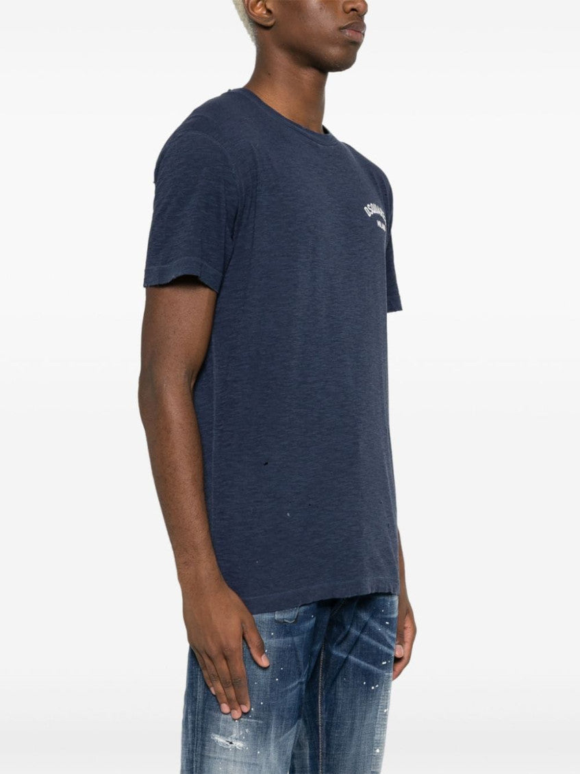 Navy Blue Logo Print T-Shirt 3