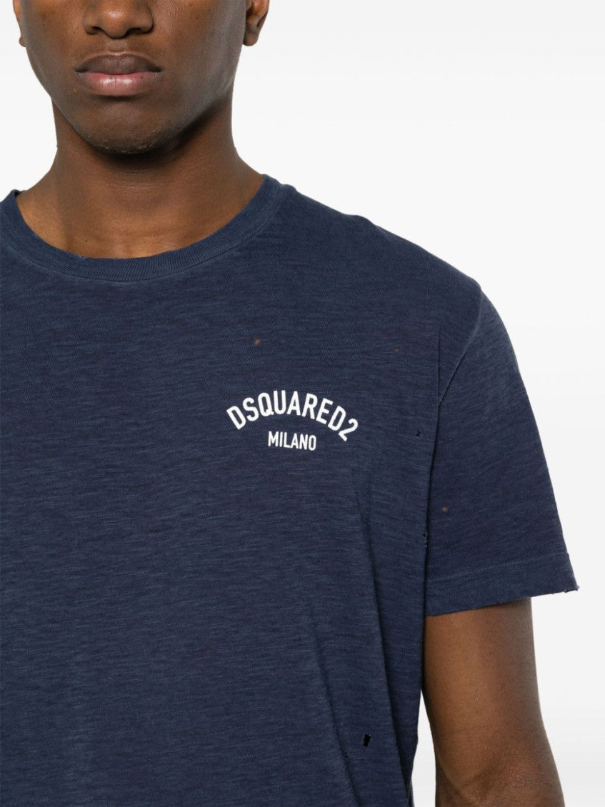 Navy Blue Logo Print T-Shirt 5