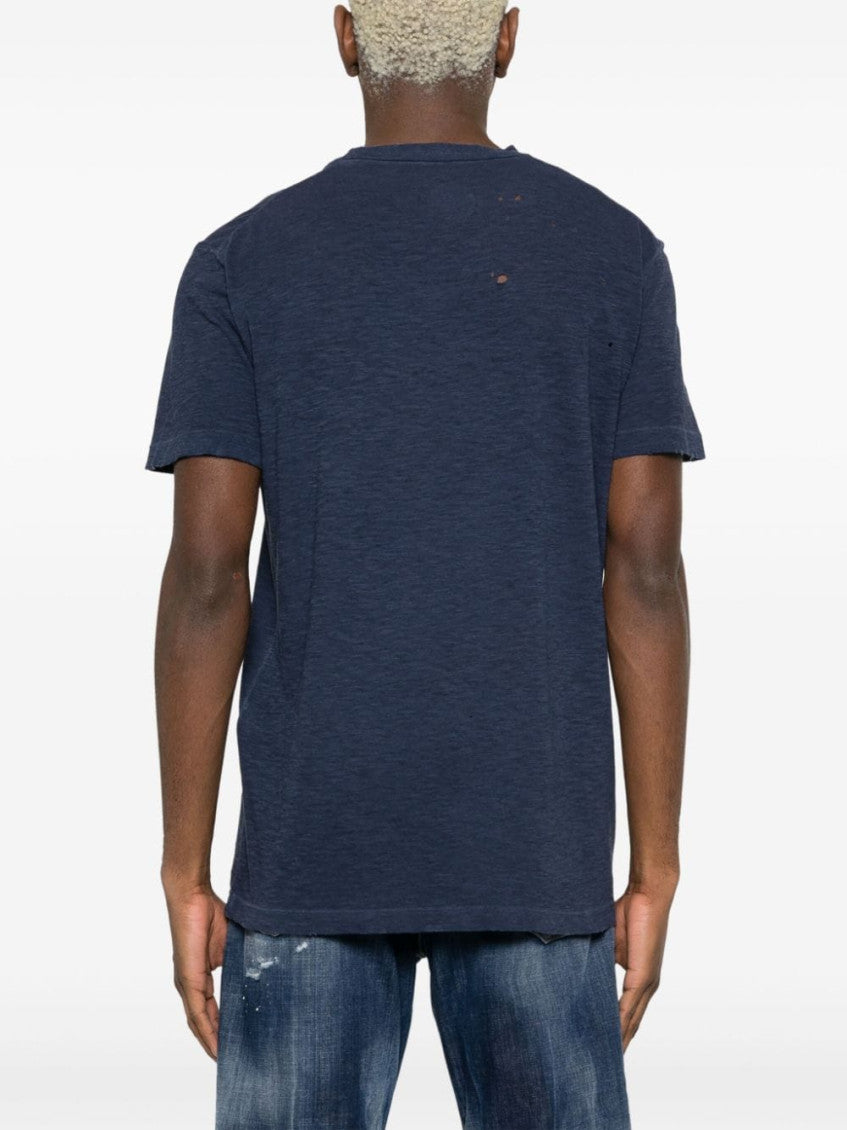 Navy Blue Logo Print T-Shirt 6