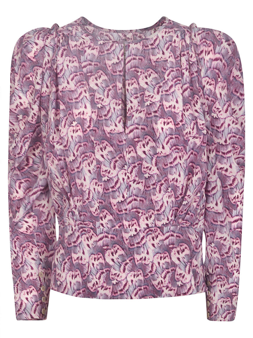 Purple Silk Graphic Print Top 1