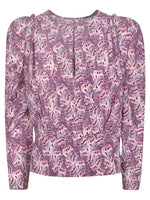 Purple Silk Graphic Print Top 1