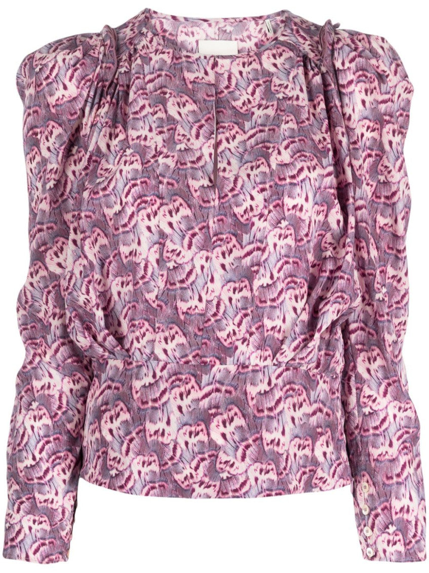 Purple Silk Graphic Print Top 2