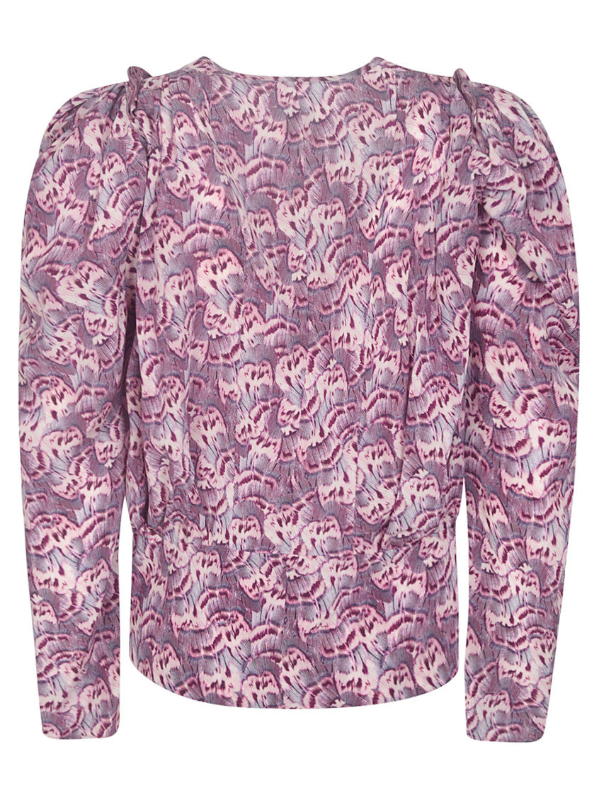 Purple Silk Graphic Print Top 3