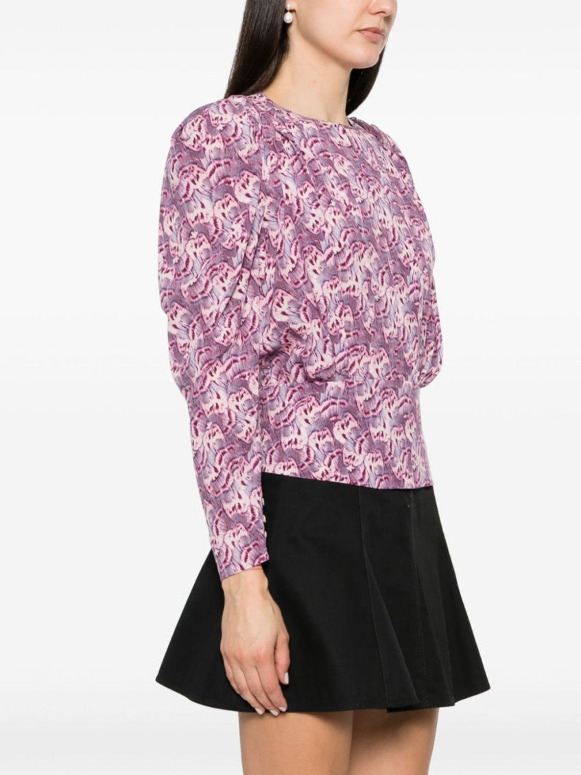 Purple Silk Graphic Print Top 4
