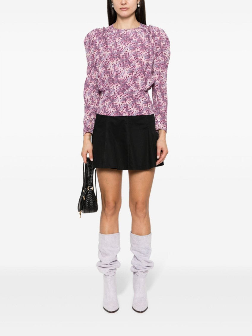 Purple Silk Graphic Print Top 6