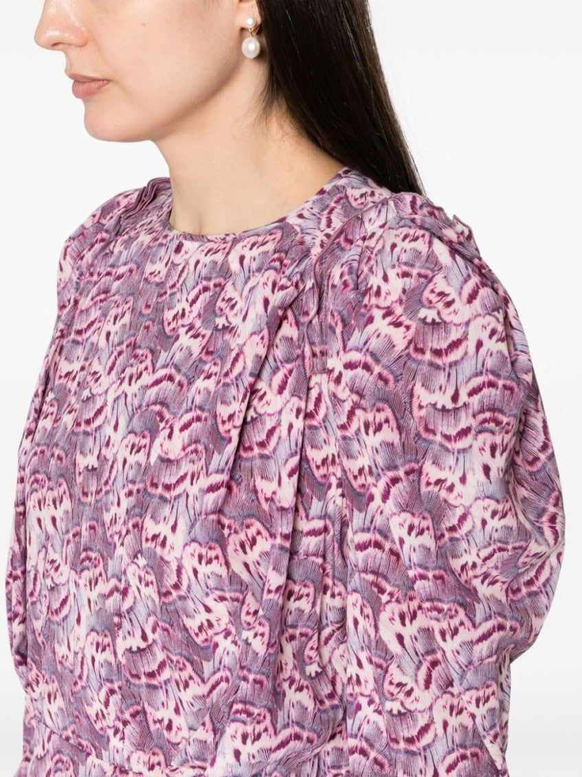 Purple Silk Graphic Print Top 7