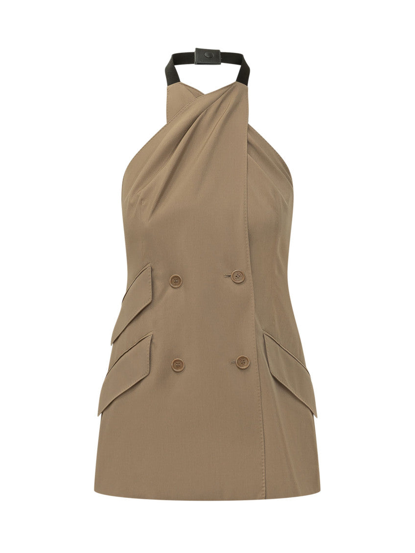 Brown Halter Neck Blazer 1