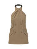 Brown Halter Neck Blazer 1