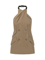Brown Halter Neck Blazer 1