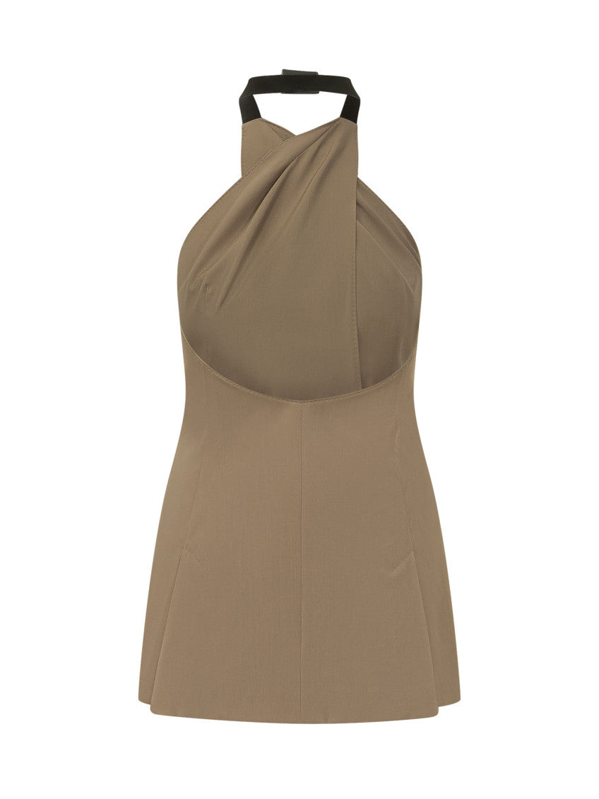 Brown Halter Neck Blazer 2