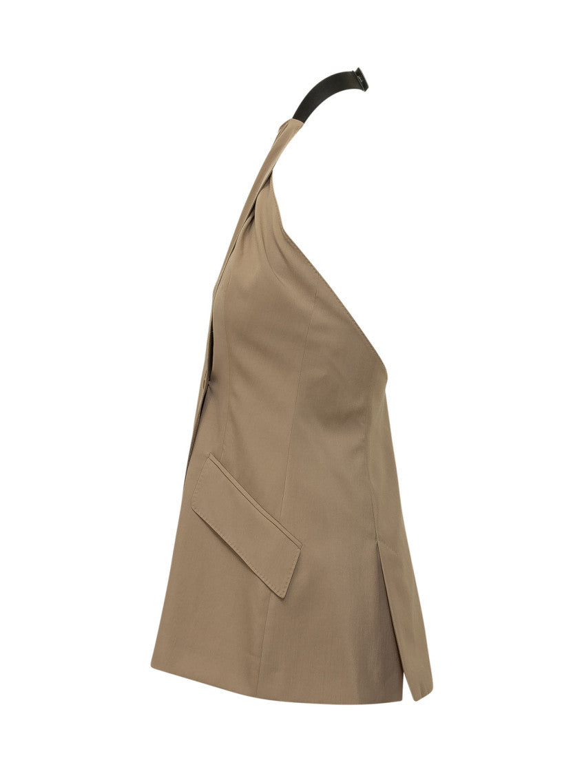 Brown Halter Neck Blazer 3