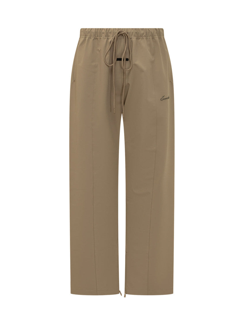 Beige Relaxed Drawstring Pants 1