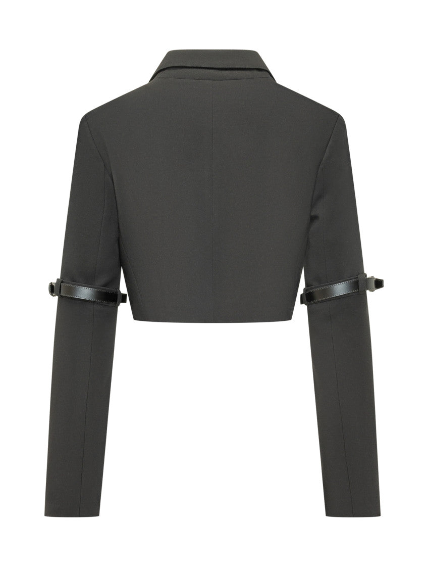 Black Solid Notched Lapel Blazer 2