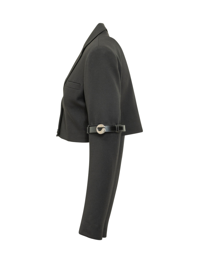 Black Solid Notched Lapel Blazer 3