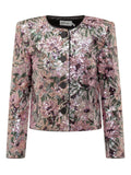 Multicolour Floral Embellished Round Neck Blazer 1