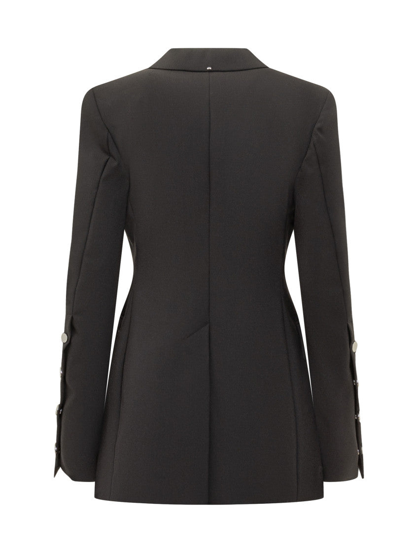 Black Solid Notched Lapel Blazer 2