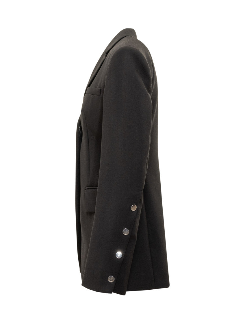 Black Solid Notched Lapel Blazer 3