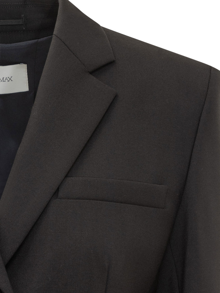 Black Solid Notched Lapel Blazer 4