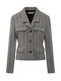 Grey Stripes Notched Lapel Blazer 1