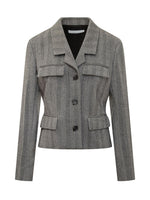 Grey Stripes Notched Lapel Blazer 1