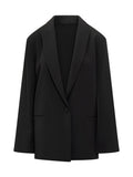 Black Solid Notched Lapel Blazer 1