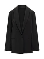 Black Solid Notched Lapel Blazer 1