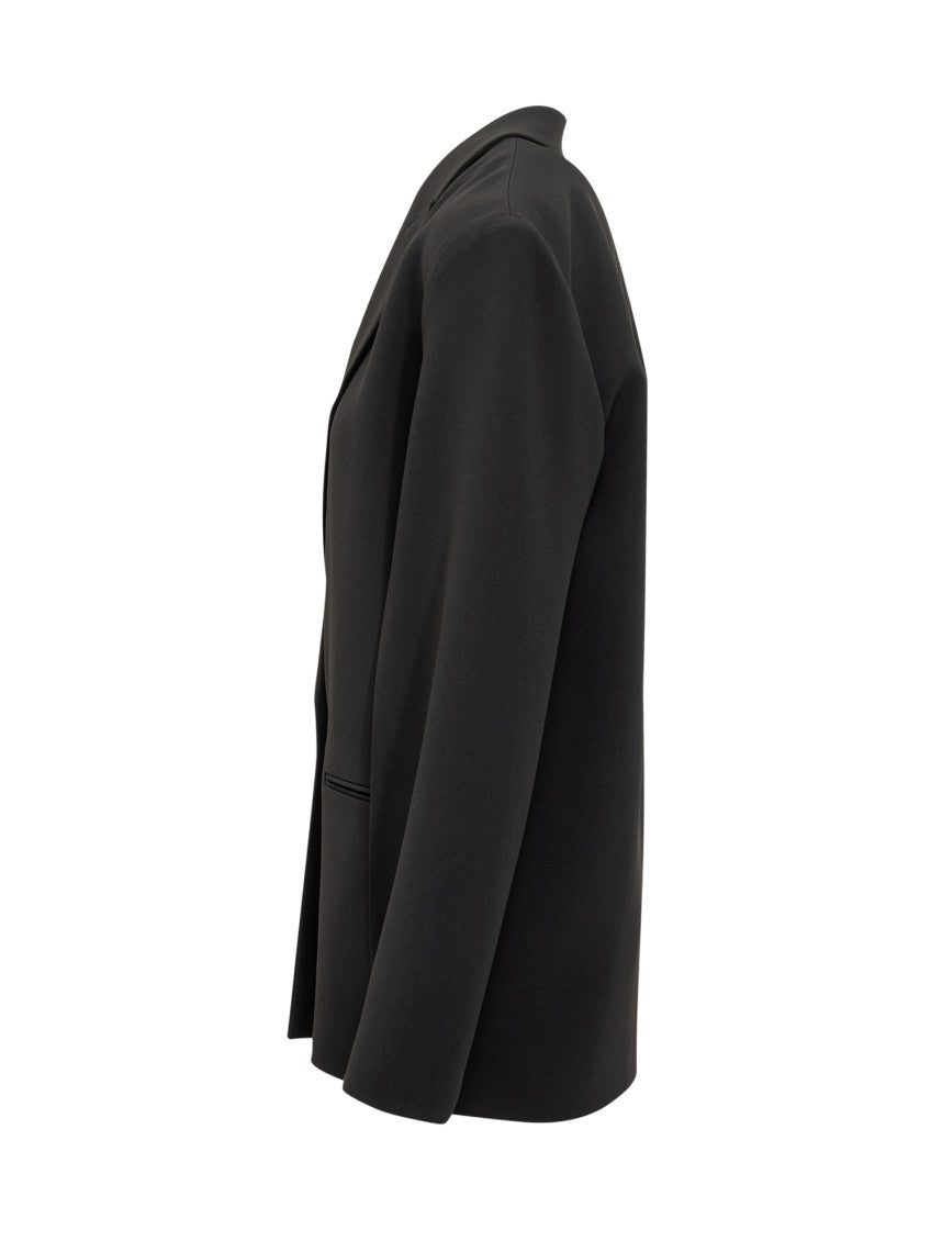 Black Solid Notched Lapel Blazer 3
