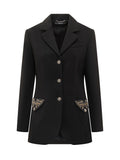 Black Embellished Notched Lapel Blazer 1
