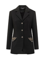 Black Embellished Notched Lapel Blazer 1