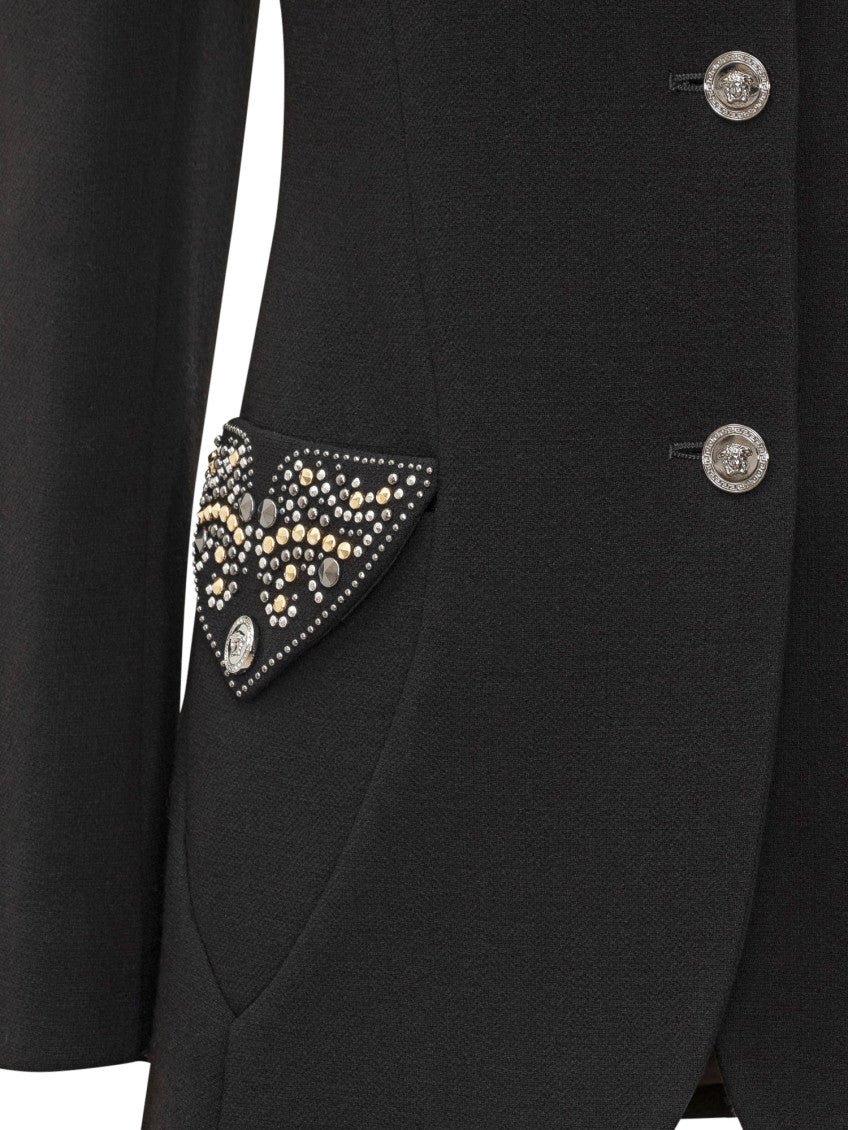 Black Embellished Notched Lapel Blazer 4