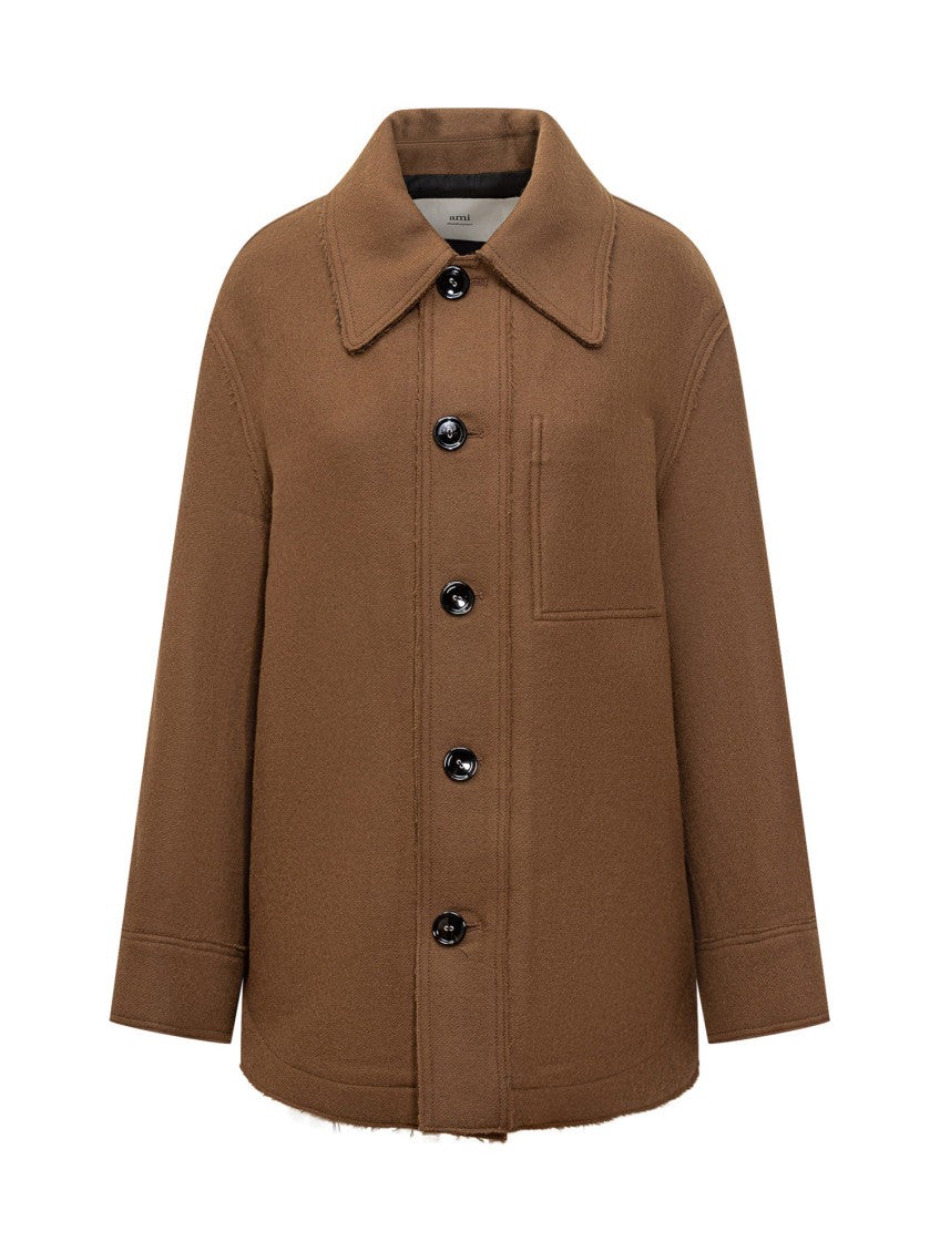 Brown Solid Shirt Collar Blazer 1